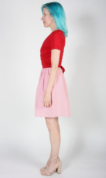 Starique Skirt - Rose Seersucker