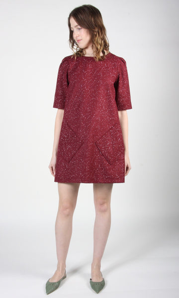 RN1702 - 10 - Bishop Dress - Burgundy Snow
