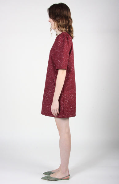 RN1702 - 10 - Bishop Dress - Burgundy Snow