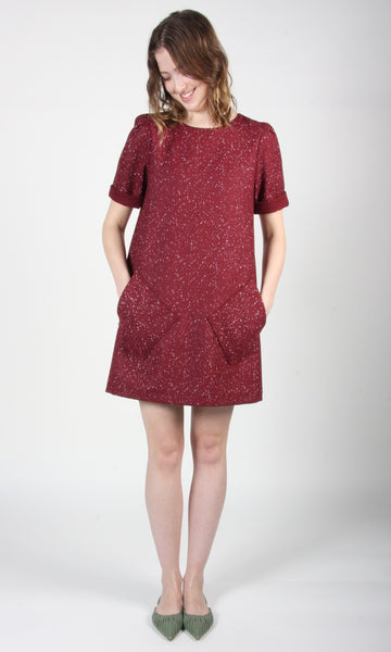 RN1702 - 10 - Bishop Dress - Burgundy Snow