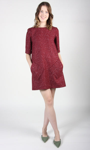 RN1702 - 10 - Bishop Dress - Burgundy Snow