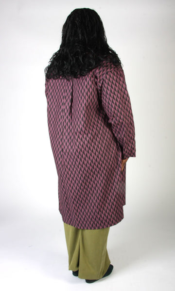 Blackcap Coat - Eggplant Geometric