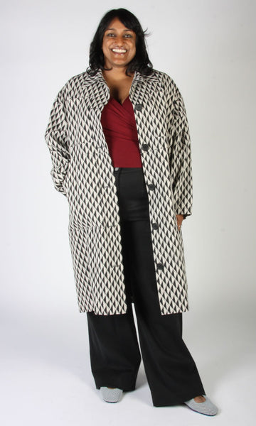 Blackcap Coat - Grey Geometric