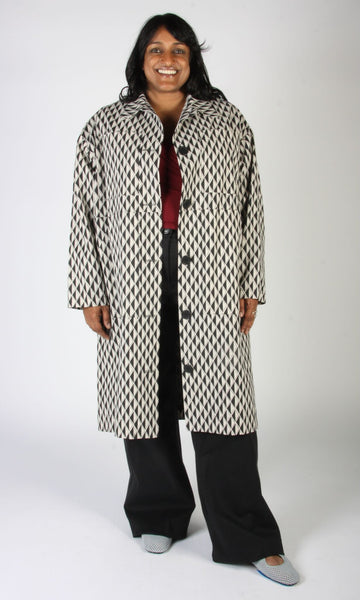 Blackcap Coat - Grey Geometric