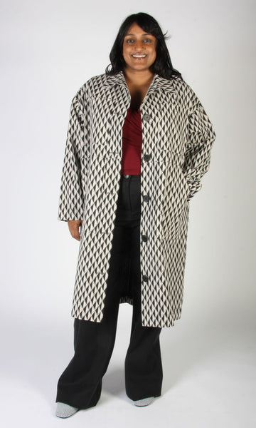 Blackcap Coat - Grey Geometric