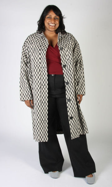 Blackcap Coat - Grey Geometric