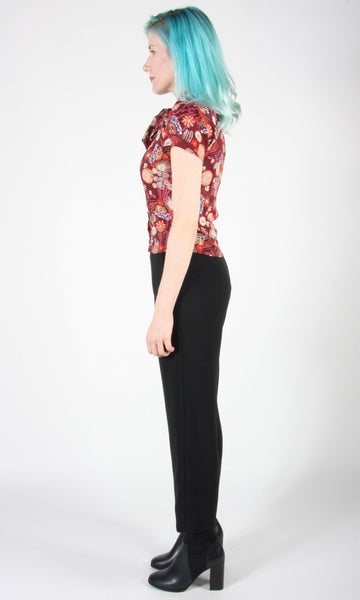 RN1193 - 16 - Catbird Top - Burgundy Flowerburst