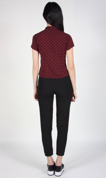 RN1554 - 8 - Ibis Top - Burgundy Dots
