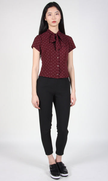 RN1554 - 8 - Ibis Top - Burgundy Dots