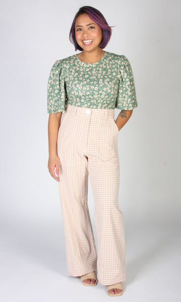 Gannet Pant - Peach Gingham