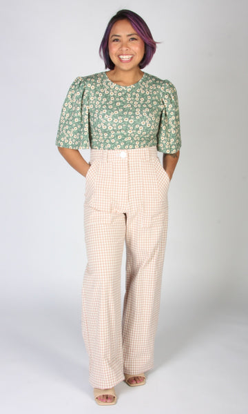 Gannet Pant - Peach Gingham