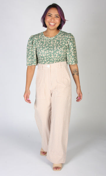 Gannet Pant - Peach Gingham