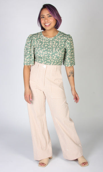 Gannet Pant - Peach Gingham