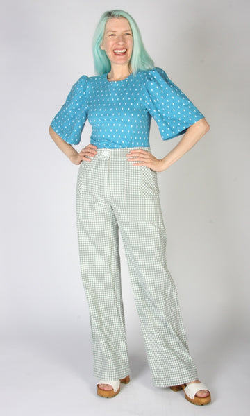 Gannet Pant - Sage Gingham