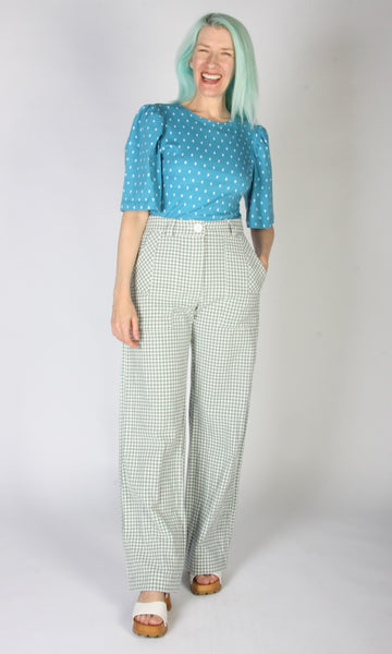 Gannet Pant - Sage Gingham