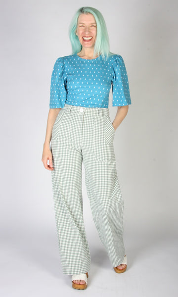 Gannet Pant - Sage Gingham