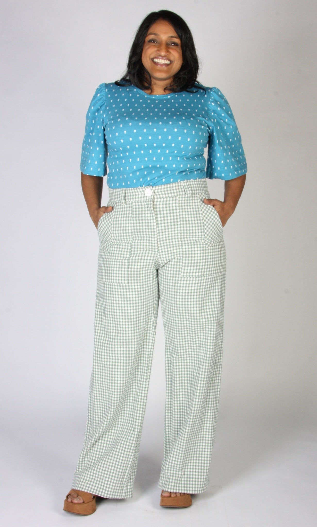 Gannet Pant - Sage Gingham