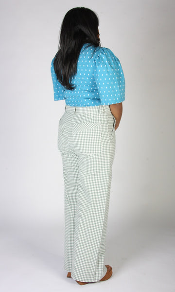 SS686 - L - Peahen Top -  Blue Flowers