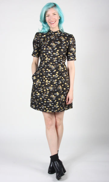 RN1370 - 14 - Guineafowl Dress - Gold Fans