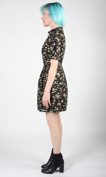 RN1370 - 14 - Guineafowl Dress - Gold Fans