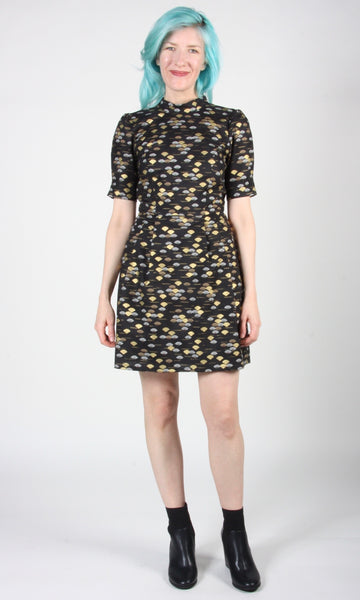 RN1370 - 14 - Guineafowl Dress - Gold Fans