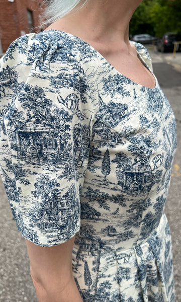 Winter Chippy Dress - Navy Village Toile