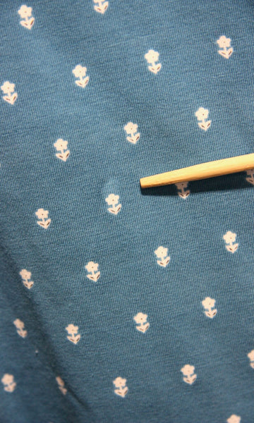 SS682- M - Peahen Top -  Blue Flowers