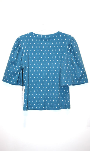 SS683 - XS - Peahen Top -  Blue Flowers