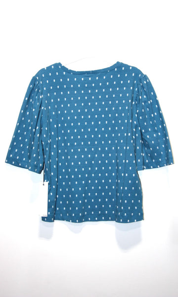 SS686 - L - Peahen Top -  Blue Flowers