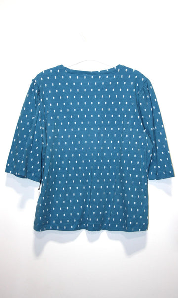 SS687 - XL - Peahen Top -  Blue Flowers