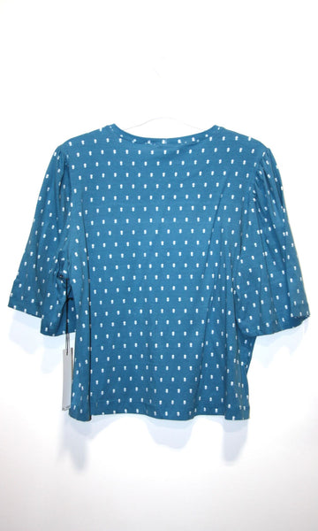SS688 - 2X - Peahen Top -  Blue Flowers