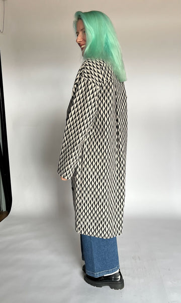 Blackcap Coat - Grey Geometric