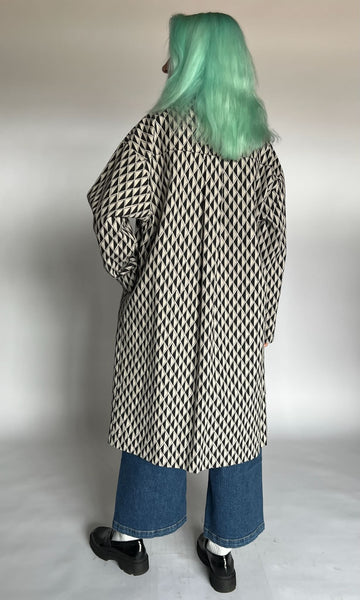 Blackcap Coat - Grey Geometric