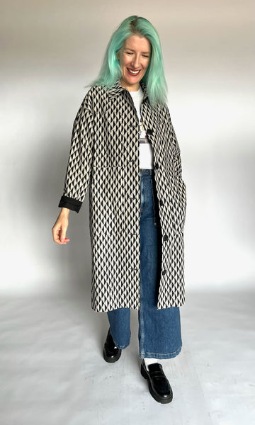 Blackcap Coat - Grey Geometric