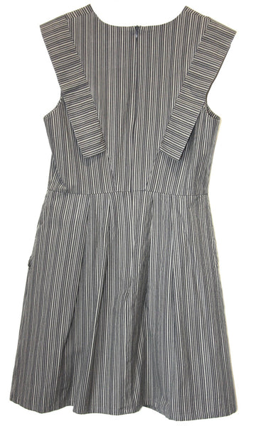 RN520 - 10 - Piping Guan Dress - Charcoal Stripe