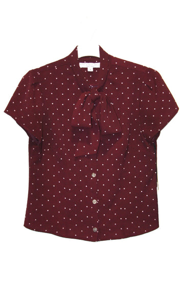 RN1554 - 8 - Ibis Top - Burgundy Dots