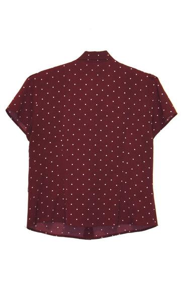 RN1554 - 8 - Ibis Top - Burgundy Dots