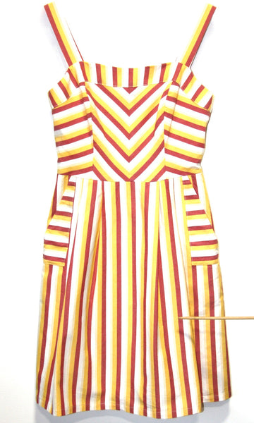 red and yellow striped dress Maria de la Orden
