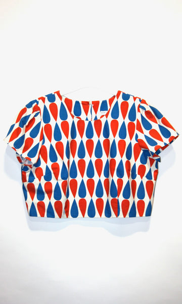 RN1649 - 14 - Munia Top - Red and Blue Teardrop