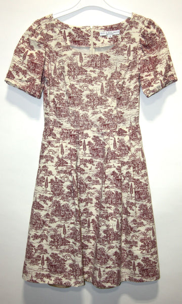 RN1720 - 6 - Winter Chippy Dress  - Brick Village Toile