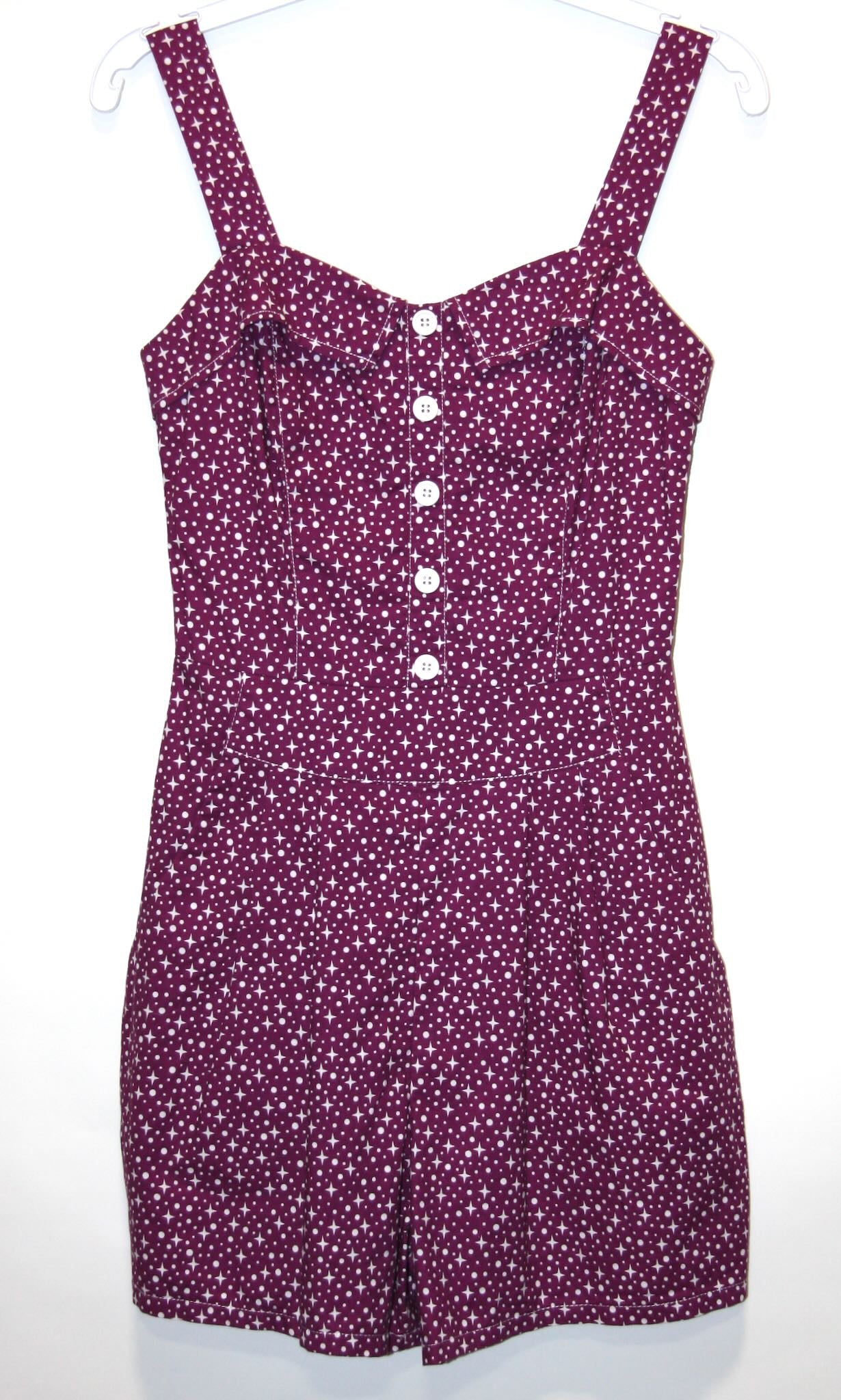RN1735 - 2 - Kiwi Romper - Purple Stars