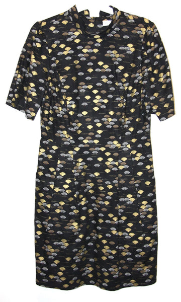 RN1737 - 10 - Guineafowl Dress - Gold Fans