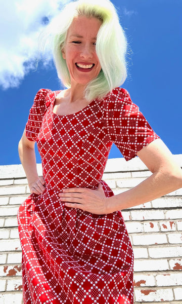 Winter Chippy Dress - Red Patches