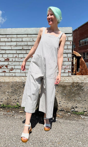 Dusky Greygone Jumpsuit - Ticking Stripe