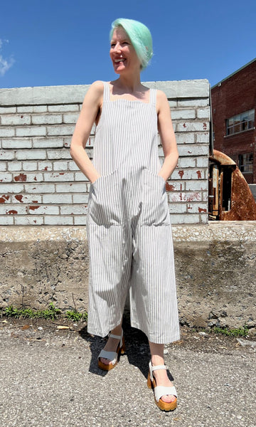 Dusky Greygone Jumpsuit - Ticking Stripe