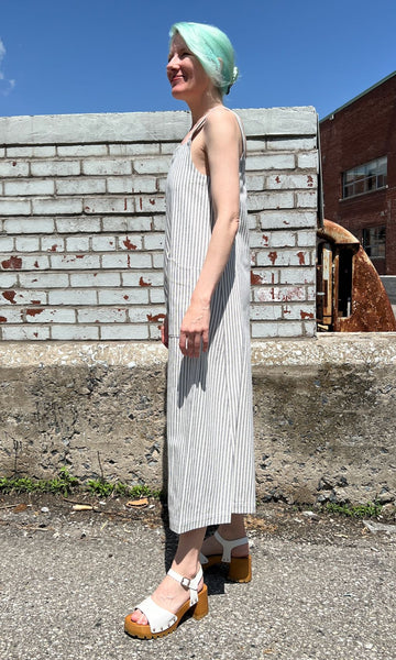 Dusky Greygone Jumpsuit - Ticking Stripe