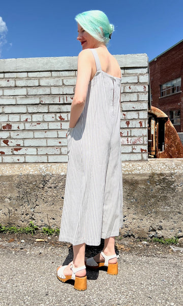 Dusky Greygone Jumpsuit - Ticking Stripe
