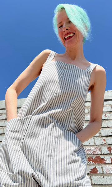Dusky Greygone Jumpsuit - Ticking Stripe