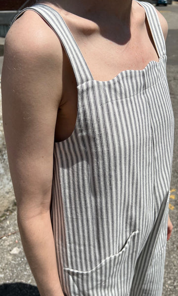 Dusky Greygone Jumpsuit - Ticking Stripe