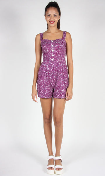RN1574 - 10 - Kiwi Romper - Purple Stars